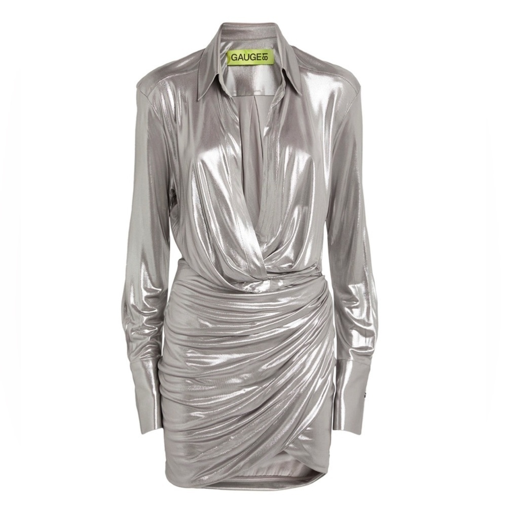 GAUGE81 Naha Metallic  Mini Dress in Metallic Silver